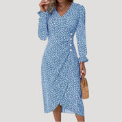 Women’s floral wrap midi summer tea dress