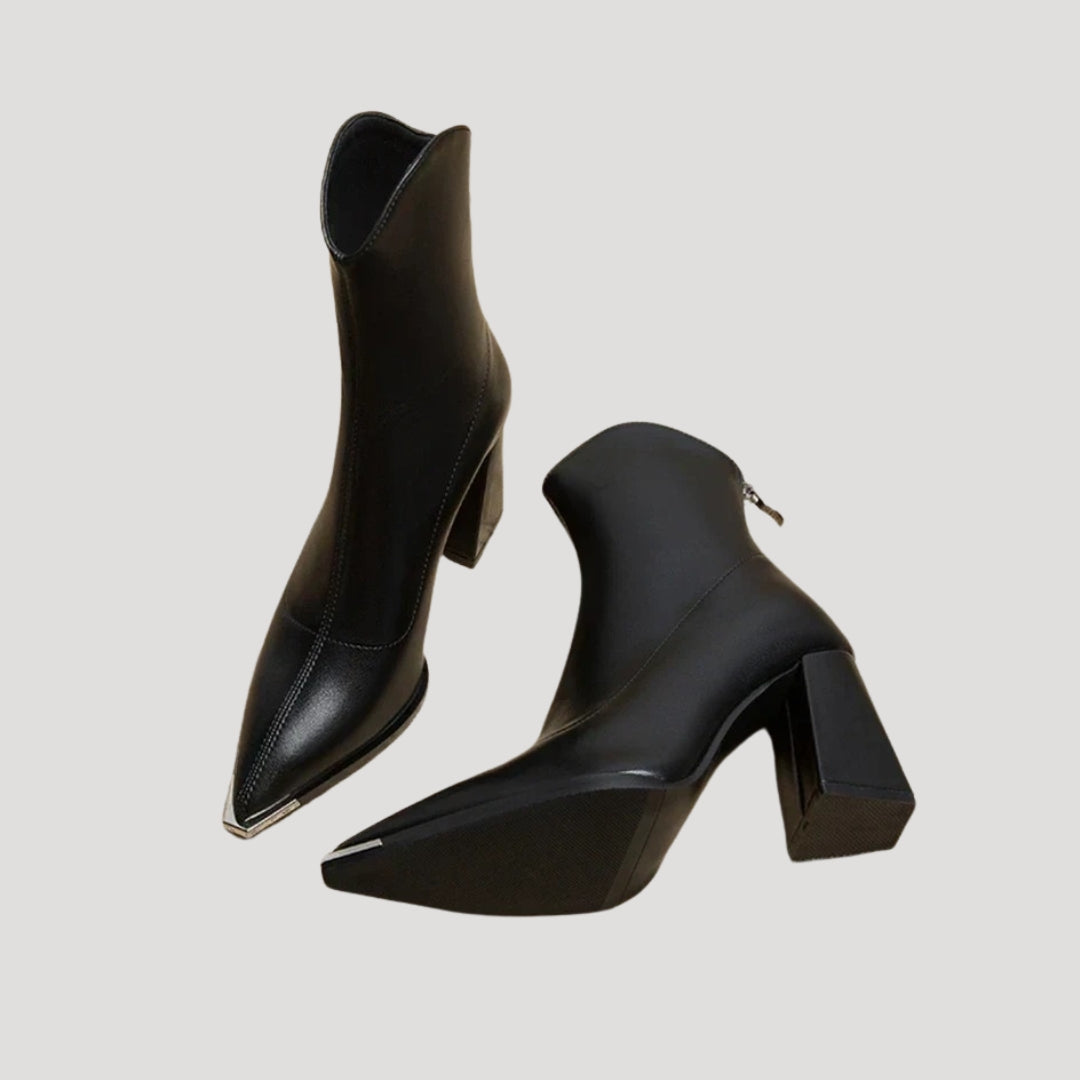 Women's block heel pointed toe ankle boots