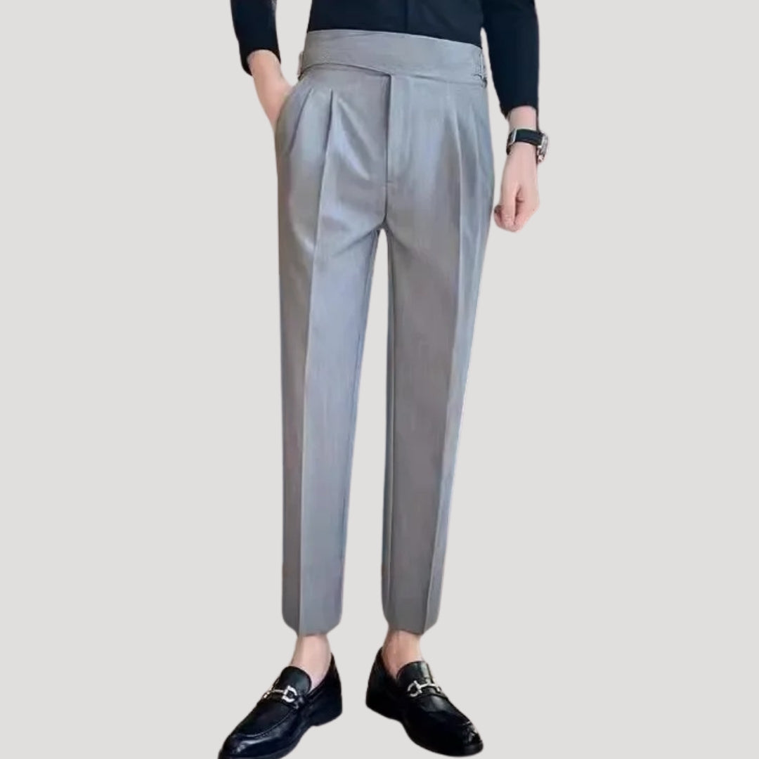 Men’s high waisted pleated smart formal trousers