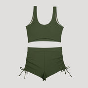 Olive green high-waist swim set