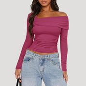 Off shoulder long sleeve top