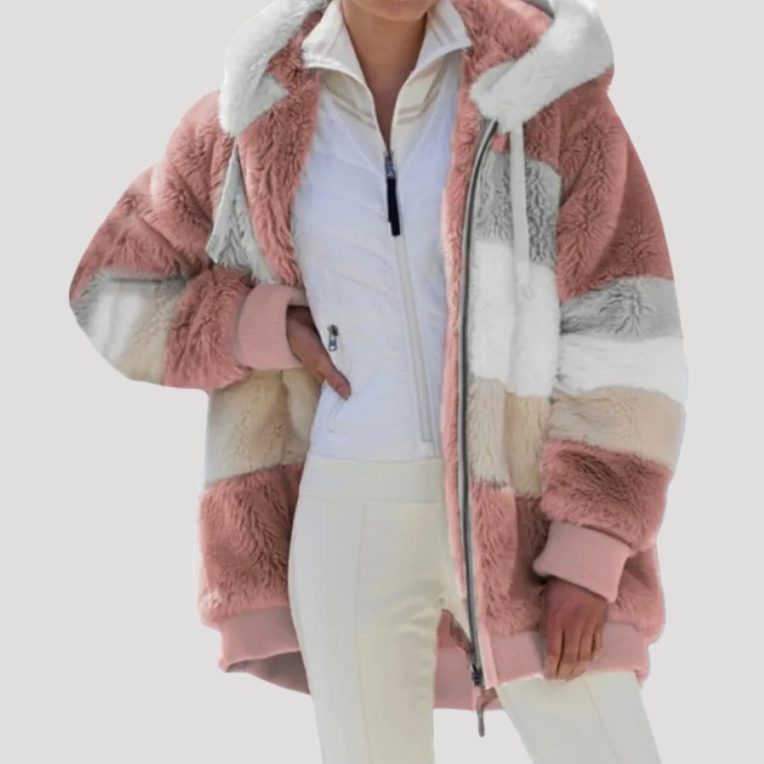 Women’s fluffy faux fur cosy winter jacket