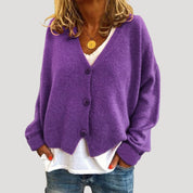 Women’s cardigan oversized v neck button up knit