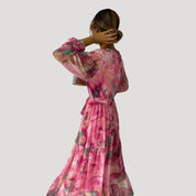 Women’s floral wrap maxi wedding guest dress