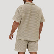Men’s waffle knit co ord set – zip polo & shorts