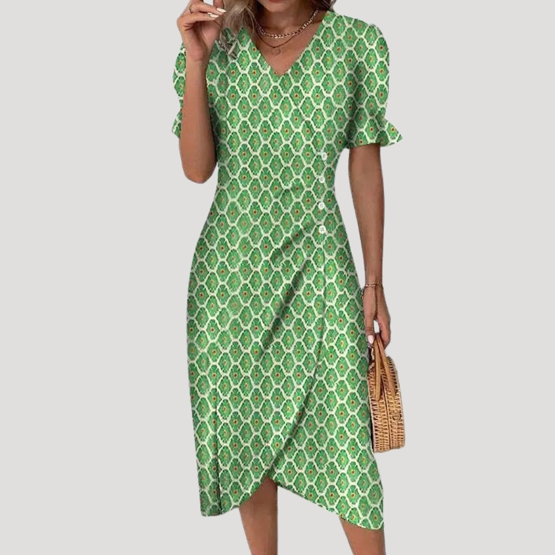 Women’s floral wrap midi summer tea dress