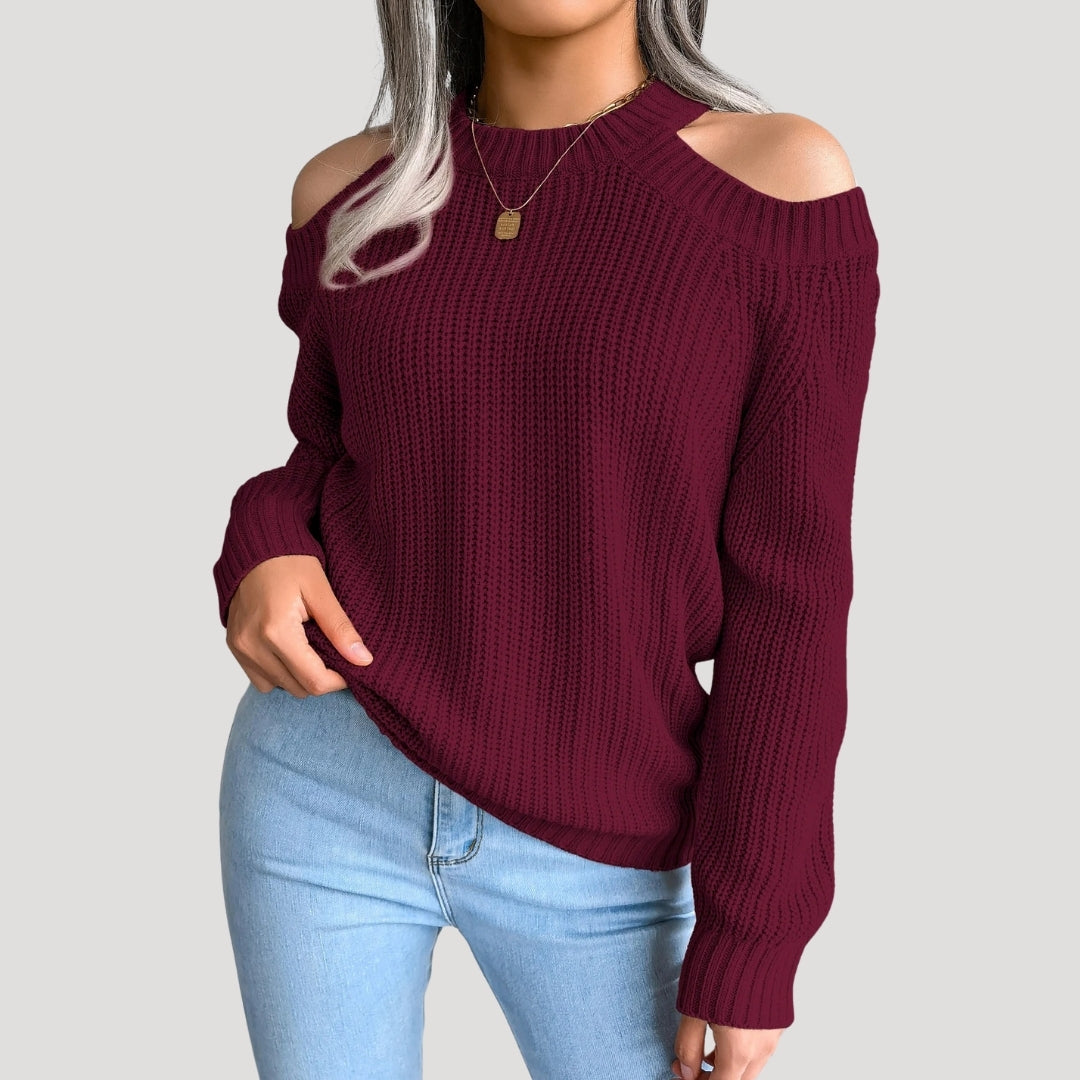 Women’s off shoulder chunky knit sweater