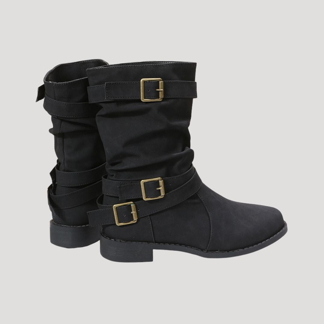 Women’s waterproof winter ankle boots with buckle detail