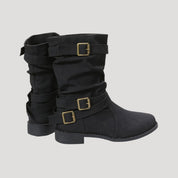 Women’s waterproof winter ankle boots with buckle detail