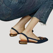 Women’s slingback flats suede low heel smart shoes