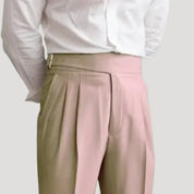 Men’s high waisted pleated smart formal trousers