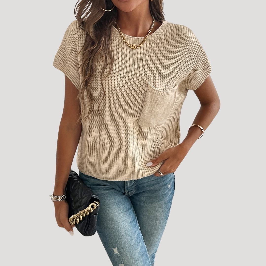 Women’s summer knit top – lightweight cap sleeve sweater