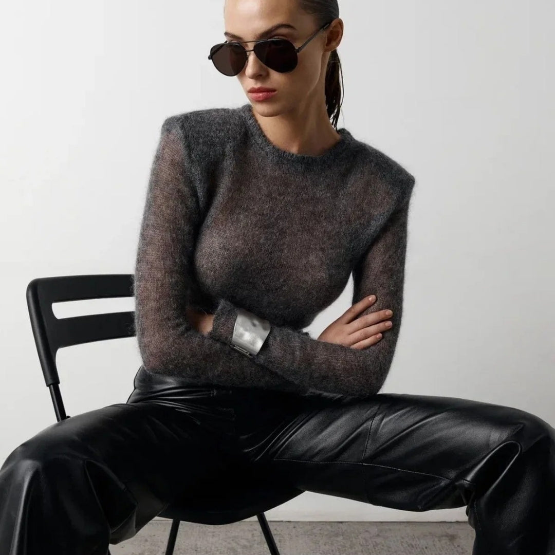 Women’s sheer mohair-blend fitted sweater