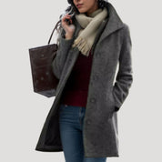 Women’s long wool blend buttoned winter coat