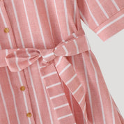 Women’s striped summer belted midi shirt dress