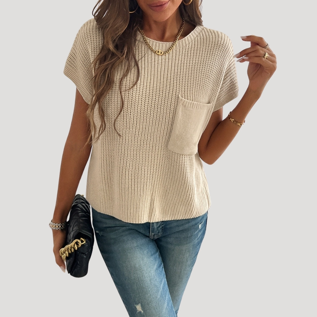 Women’s summer knit top – lightweight cap sleeve sweater