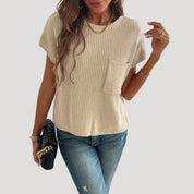 Women’s summer knit top – lightweight cap sleeve sweater