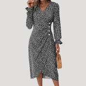 Women’s floral wrap midi summer tea dress