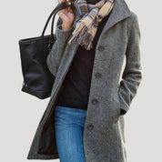 Women’s long wool blend buttoned winter coat
