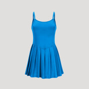 Sleeveless pleated skater dress