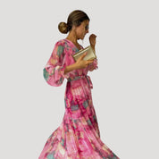 Women’s floral wrap maxi wedding guest dress