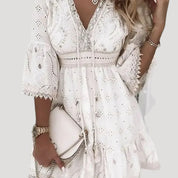 Women’s embroidered boho summer mini beach dress