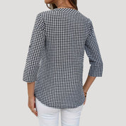 Gingham check 3/4 sleeve blouse