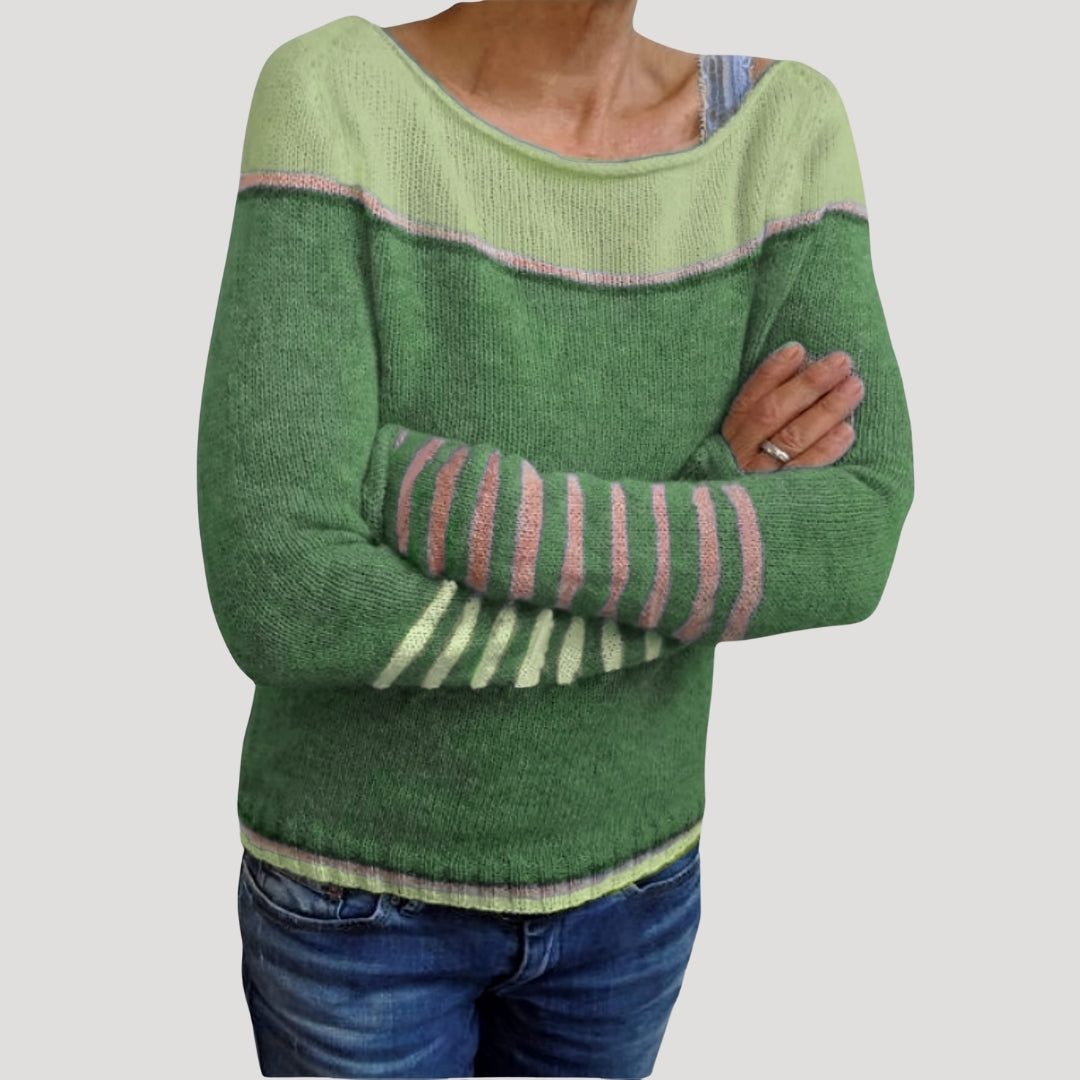Striped knit sweater for women