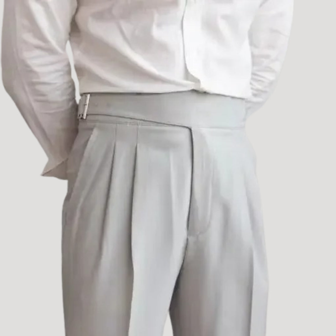 Men’s high waisted pleated smart formal trousers