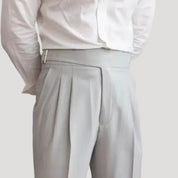 Men’s high waisted pleated smart formal trousers