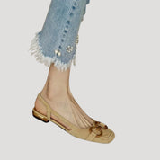 Women’s slingback flats suede low heel smart shoes