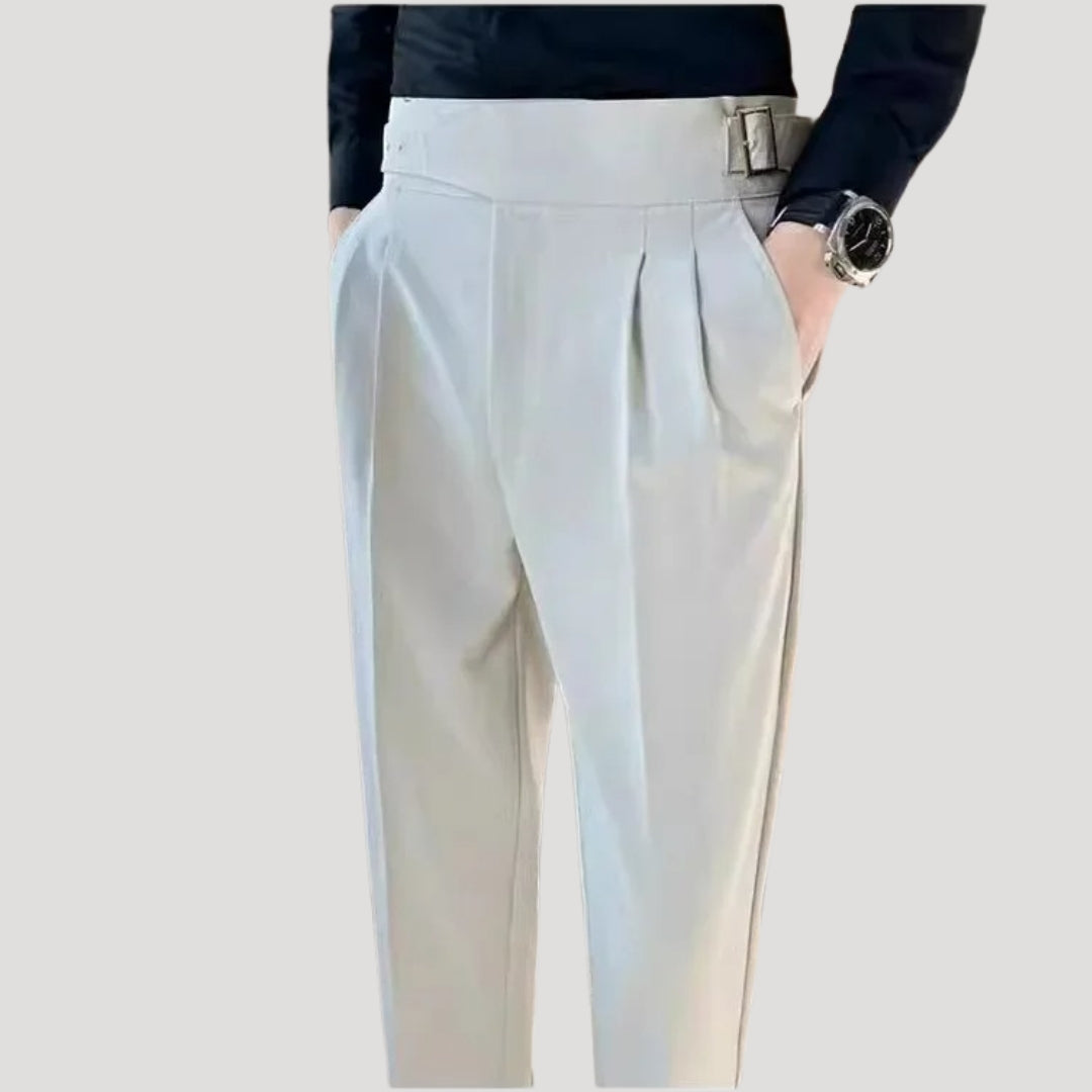 Men’s high waisted pleated smart formal trousers