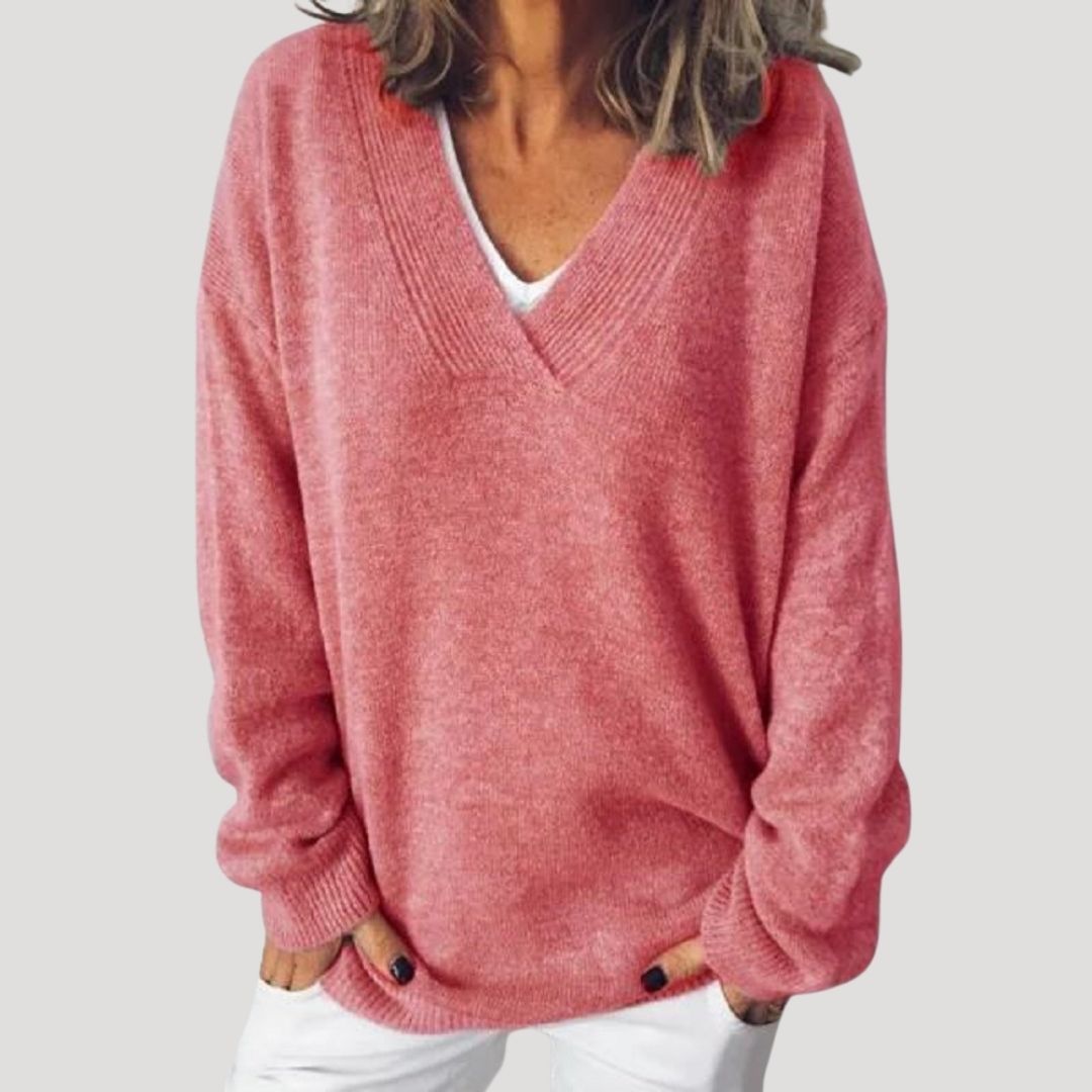 Women’s oversized knitted pink warm winter jumper
