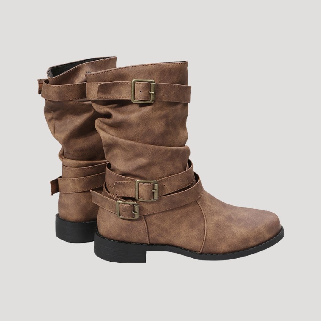Women’s waterproof winter ankle boots with buckle detail