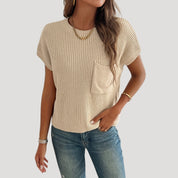 Women’s summer knit top – lightweight cap sleeve sweater