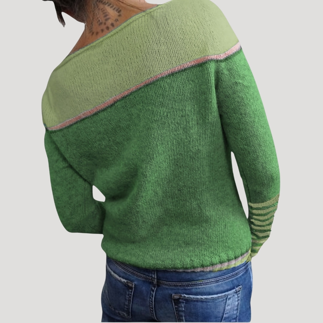 Striped knit sweater for women