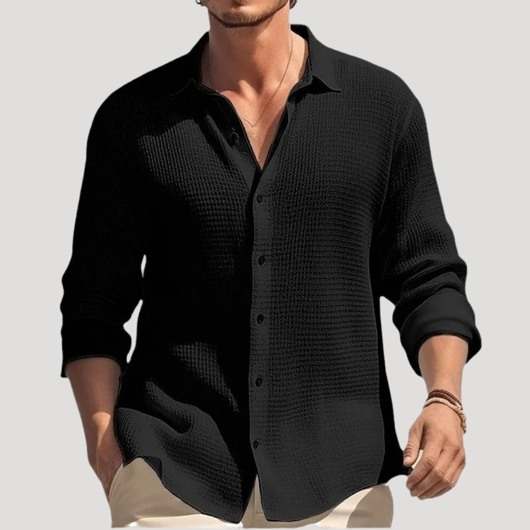 Men's linen shirt long sleeve casual summer