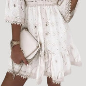 Women’s embroidered boho summer mini beach dress