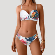 Floral underwire bikini with tie sides