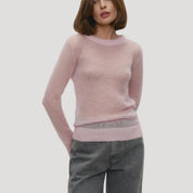 Women's soft sheer wool knit crewneck jumper