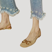 Women’s slingback flats suede low heel smart shoes
