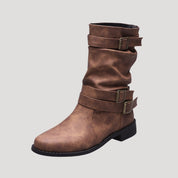 Women’s waterproof winter ankle boots with buckle detail