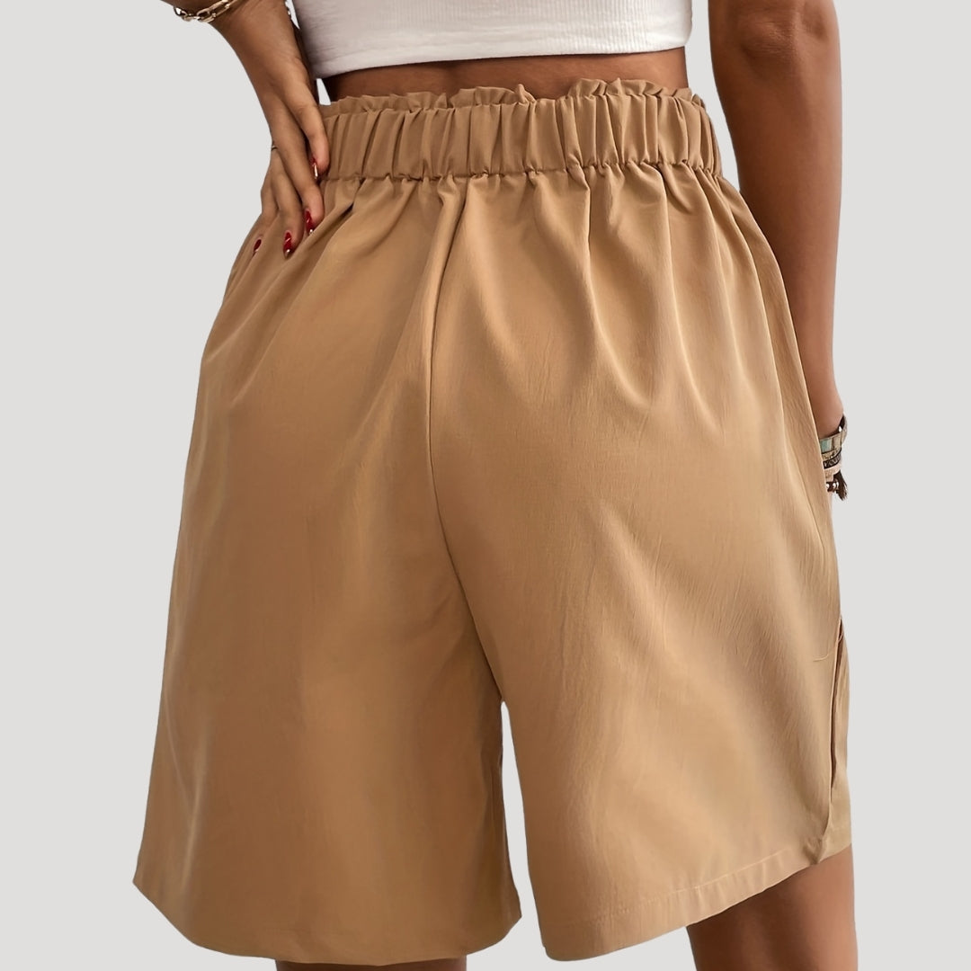 High-waisted pleated wide-leg shorts