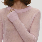 Women's soft sheer wool knit crewneck jumper