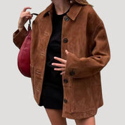 Women’s suede oversized winter jacket