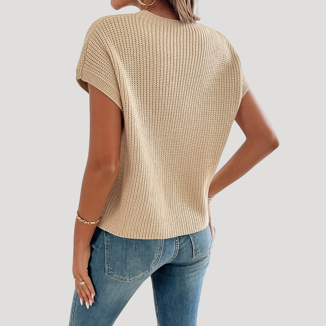 Women’s summer knit top – lightweight cap sleeve sweater