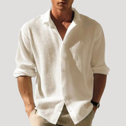 Men's linen shirt long sleeve casual summer