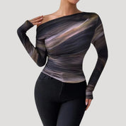 Sleek abstract off-shoulder top