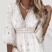 Women’s embroidered boho summer mini beach dress