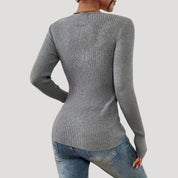 Ribbed long sleeve henley top